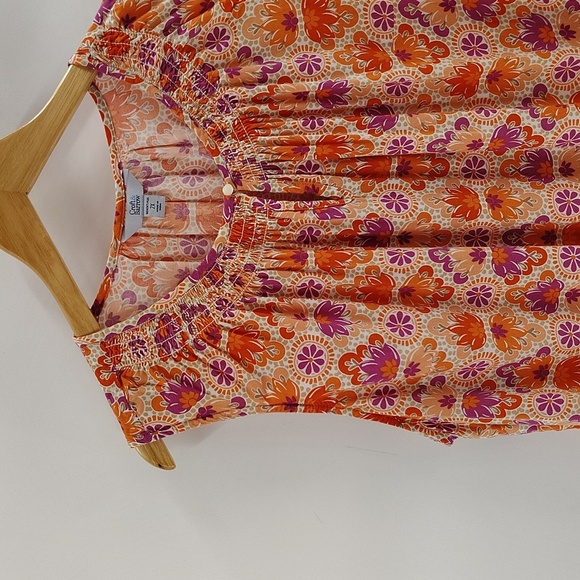 Croft & Barrow Pullover Blouse Size 2X Orange and Purple Print Sleeveless - Picture 2 of 8